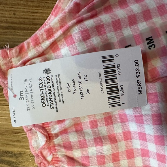 Carter’s three-piece dress with bloomers, and romper. - Picture 4 of 6